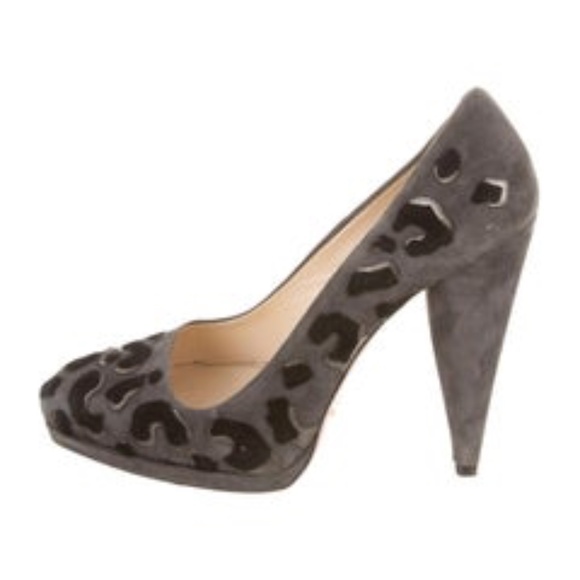 AUTHENTIC PRADA Suede Platform Pumps - Picture 2 of 5